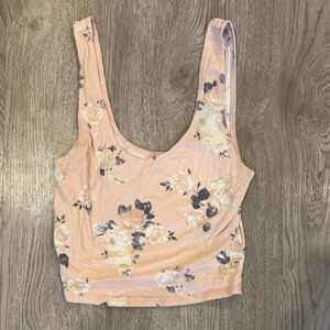 Ecote Floral Peach and Navy Crop Top